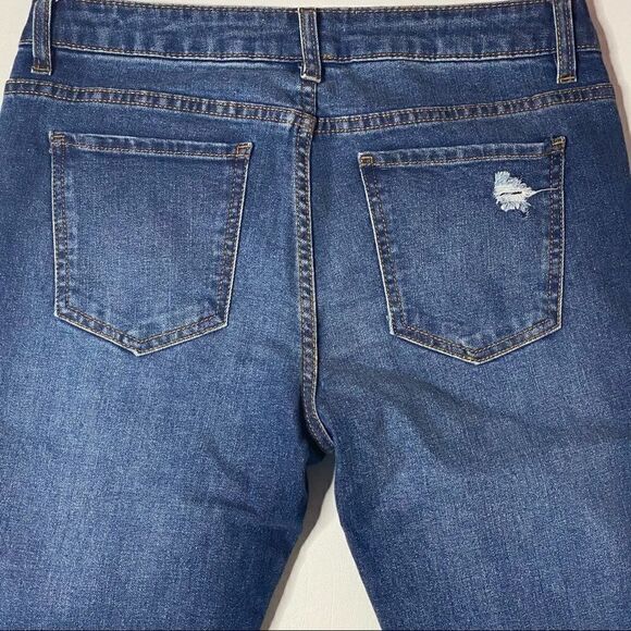 Harper Heritage | Factory Distressed Mid Rise Skinny Jeans with Raw Hem - Picture 6 of 6